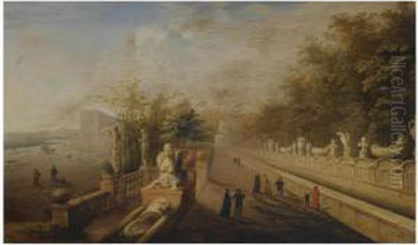 Tivoli, A Capriccio View Of The Gardens Of Villa D'este Oil Painting by Johann Wilhelm Baur