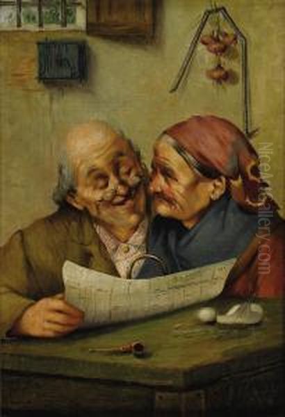 The Loving Couple Oil Painting by Johann Wilhelm Baur