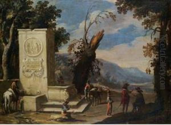 Scena Di Genere Oil Painting by Johann Wilhelm Baur