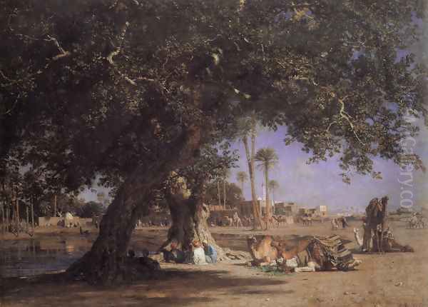 View of Shubra Oil Painting by Leon-Auguste-Adolphe Belly