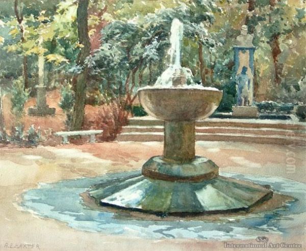 Fountain In Woods Out Of Granada, Spain Oil Painting by Alfred Ernest Baxter