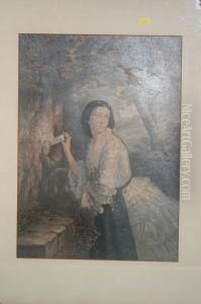 Bride Hiding A Letter In A Tree Oil Painting by George Baxter