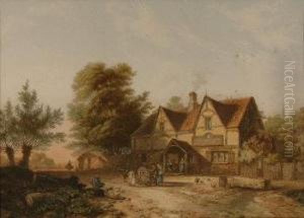 Landscapes With Cottage Oil Painting by George Baxter