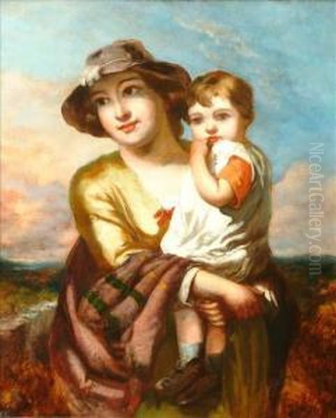 Mother And Child Oil Painting by George Baxter