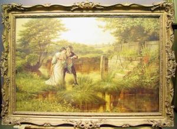 Courting Couple Oil Painting by Alfred Walter Bayes