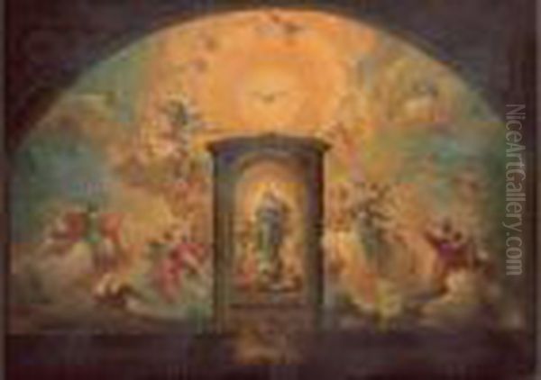 Projet Pour La Fresque Ornant La Paroi De L'autel De La Chapelle Royale D'aranjuez Oil Painting by Francisco Bayeu Y Subias