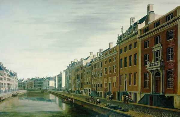 The Bend in the Herengracht near the Nieuwe Spiegelstraat, Amsterdam Oil Painting by Gerrit Adriaensz Berckheyde