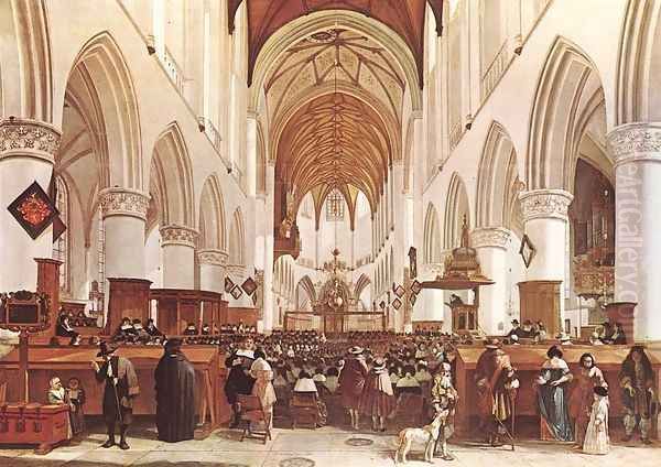 The Interior of the Grote Kerk (St Bavo) at Haarlem 1673 Oil Painting by Gerrit Adriaensz Berckheyde