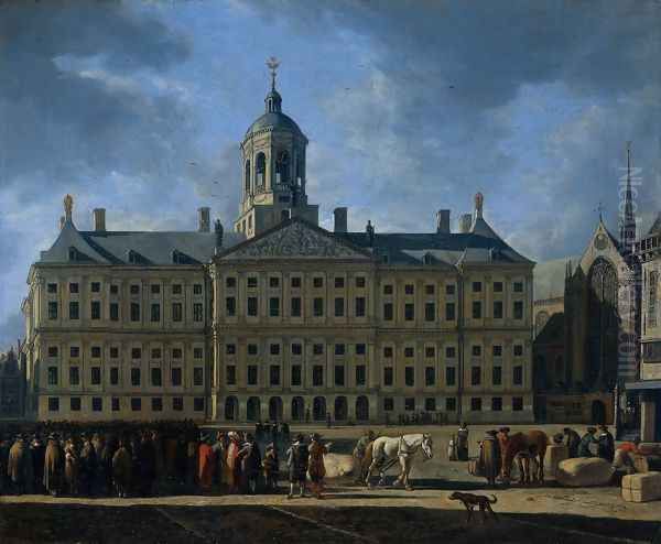 The Town Hall on the Dam, Amsterdam Oil Painting by Gerrit Adriaensz Berckheyde