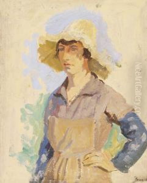 Femme Au Chapeau De Paille Oil Painting by Frederic Bazille