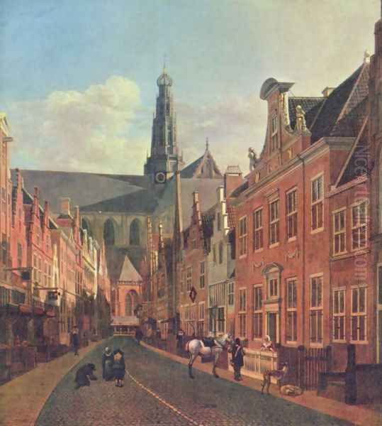 Street in Haarlem Oil Painting by Gerrit Adriaensz Berckheyde