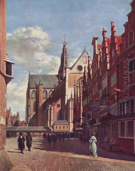 The large square in Haarlem Oil Painting by Gerrit Adriaensz Berckheyde