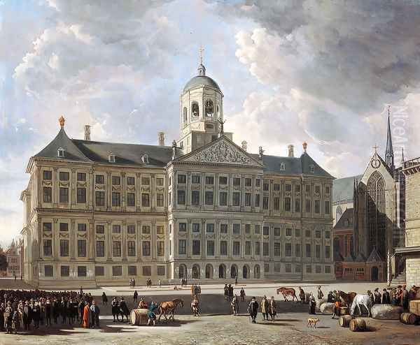 The Town Hall on the Dam, Amsterdam 2 Oil Painting by Gerrit Adriaensz Berckheyde