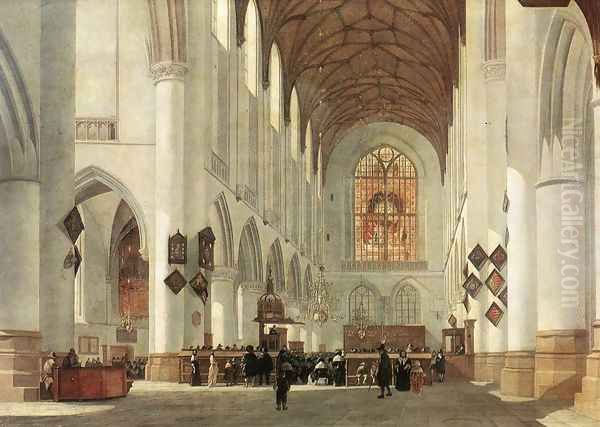 Interior of the St Bavo Church at Haarlem Oil Painting by Gerrit Adriaensz Berckheyde