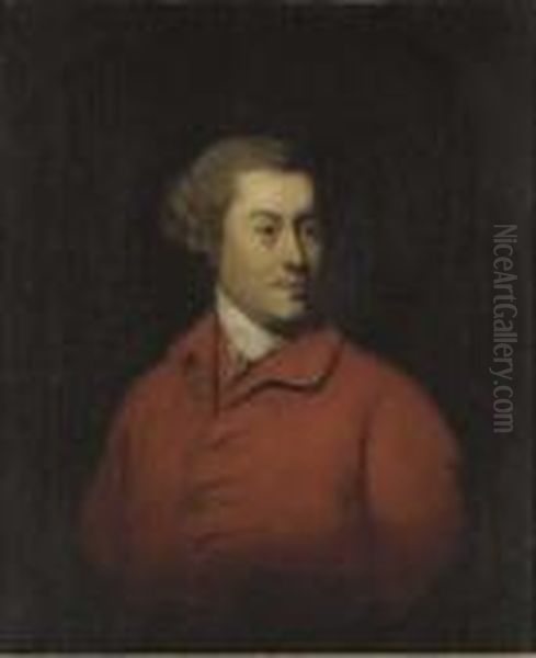 Portrait Of A Gentleman, Bust-length, In A Red Coat Oil Painting by Thomas Beach