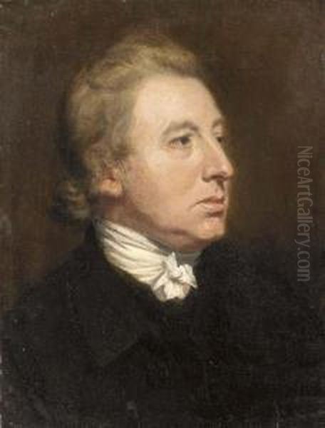 Portrait Of A Gentleman, 
Traditionally Thought To Be Edmund Burke, Bust-length, In A Black Coat 
And White Cravatte Oil Painting by Thomas Beach