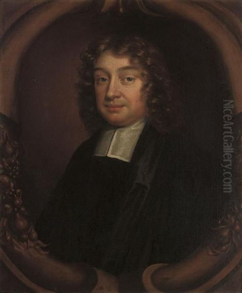 Portrait Of A Cleric, Half-length, In A Feigned Oval Oil Painting by Mary Beale