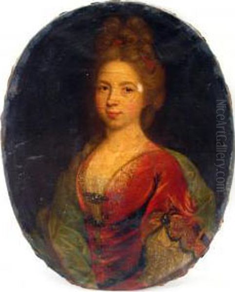 Portrait Of A Lady In Red Dress Oil Painting by Mary Beale