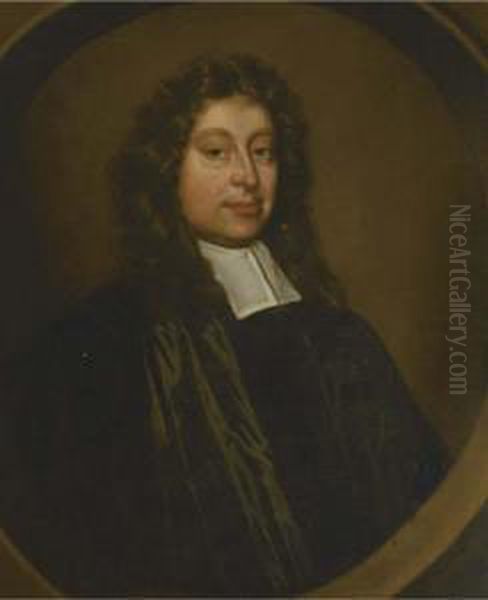 Portrait Of A Clergyman, Bust-length, In Robes, Feigned Oval Oil Painting by Mary Beale