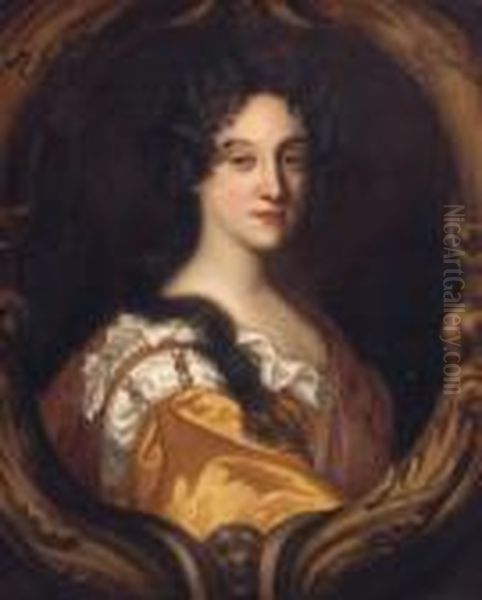 Portrait Of A Lady, Quarter-length, In A Gold Dress And Redshawl Oil Painting by Mary Beale