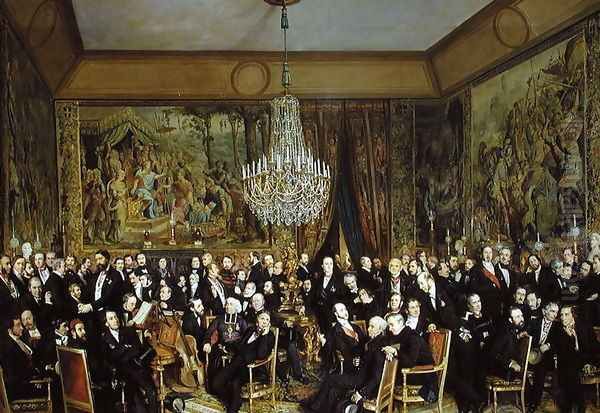 The Salon of Alfred Emilien, Comte de Nieuwerkerke Oil Painting by Francois-Auguste Biard