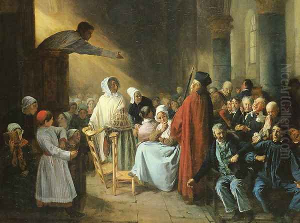 The Sermon Oil Painting by Francois-Auguste Biard