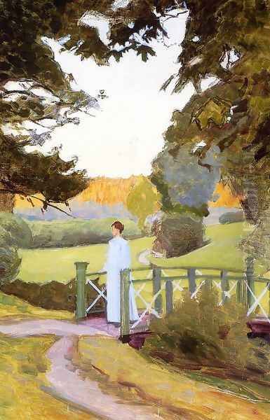 Crossing the Green Bridge Oil Painting by Sven Richard Bergh