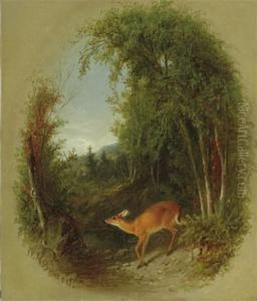 Deer In A Landscape Oil Painting by William Holbrook Beard