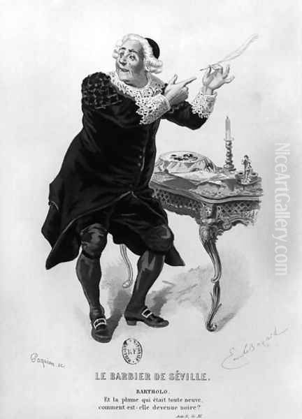 Bartholo, illustration from Act II Scene 11 of 'The Barber of Seville' Oil Painting by Emile Antoine Bayard