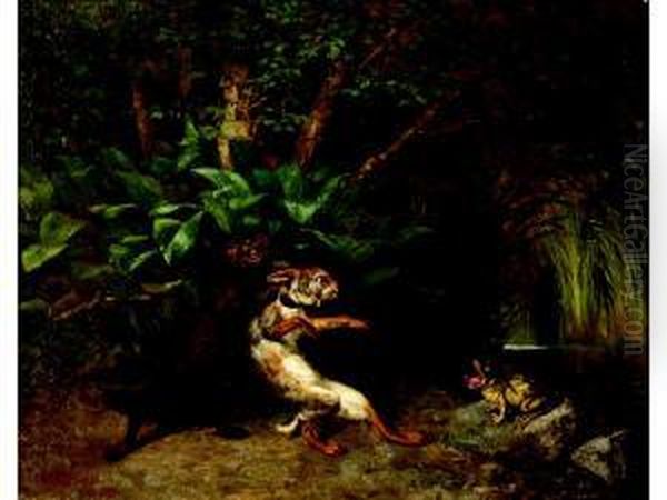 Weasel, Rabbit And Frog Oil Painting by William Holbrook Beard