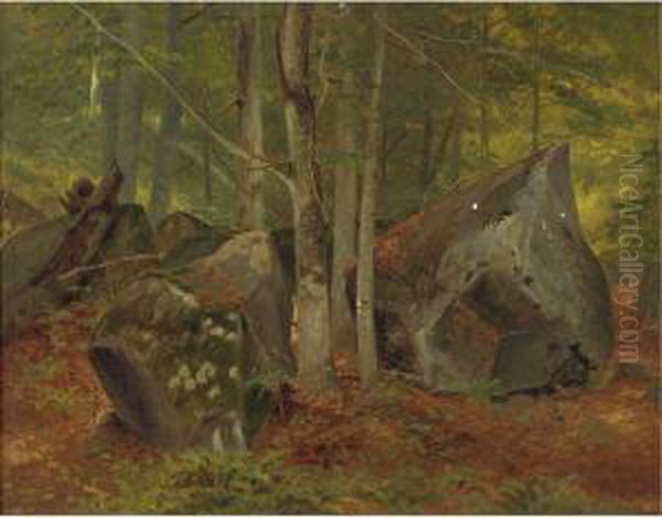 In The Woods Oil Painting by William Holbrook Beard