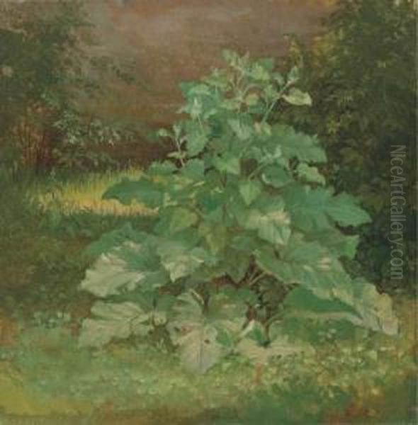 Burdock Plant Oil Painting by William Holbrook Beard