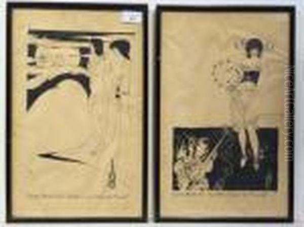 'the Stomach Dance From 'salome' And 'the Woman In The Moon From'salome' Oil Painting by Aubrey Vincent Beardsley