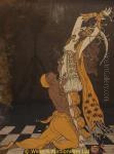 Shaharazade Dancing Oil Painting by Aubrey Vincent Beardsley