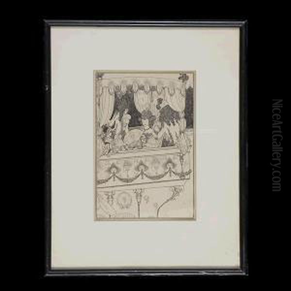 The Elite At The Theater. Oil Painting by Aubrey Vincent Beardsley