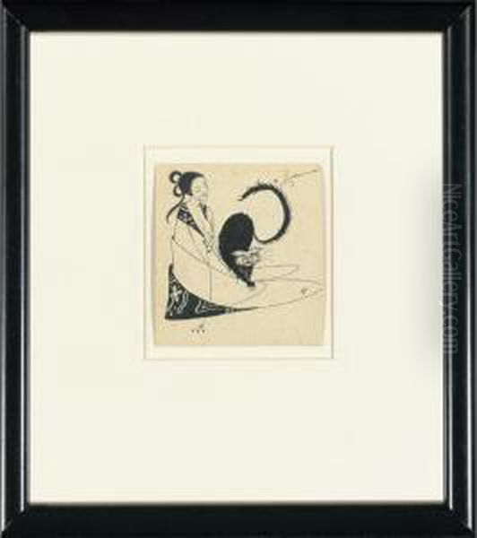 Vignette In Oil Painting by Aubrey Vincent Beardsley