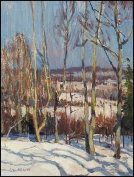 Trees In Winter Oil Painting by John William Beatty