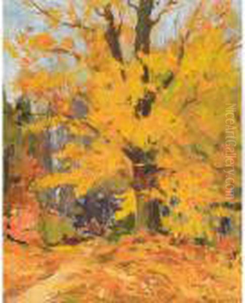 Autumn Landscape Oil Painting by John William Beatty