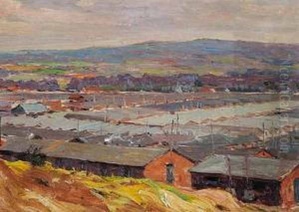 Northern Mining Town Oil Painting by John William Beatty