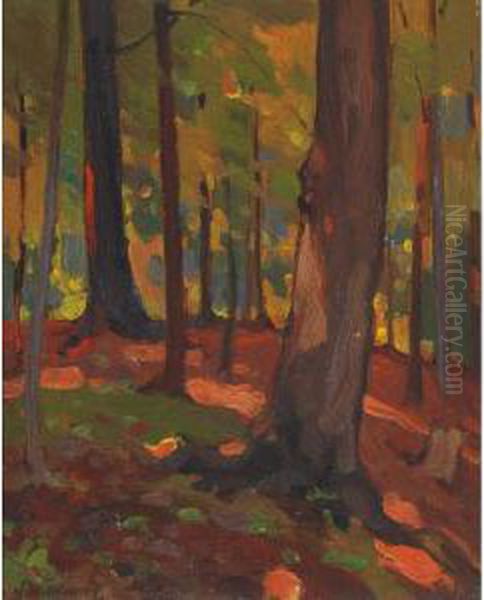 Woodland Interior Oil Painting by John William Beatty