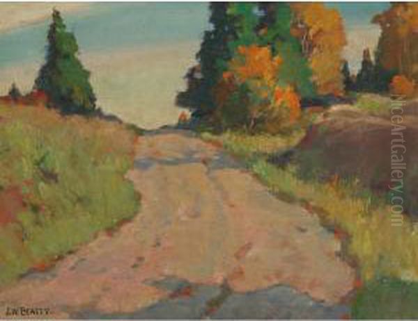 Country Road In Autumn Oil Painting by John William Beatty