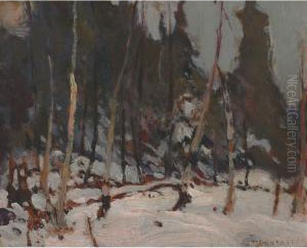 Winter Landscape Oil Painting by John William Beatty