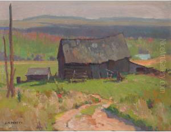 Summer Landscape With Barn, Ontario Oil Painting by John William Beatty