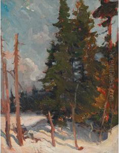 Winter Landscape Oil Painting by John William Beatty