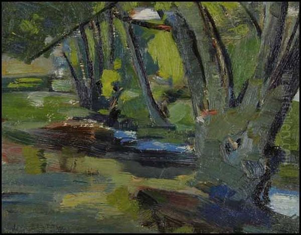 Willows By The Stream Oil Painting by John William Beatty