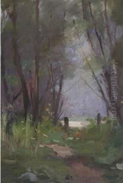 Forest Path Oil Painting by John William Beatty