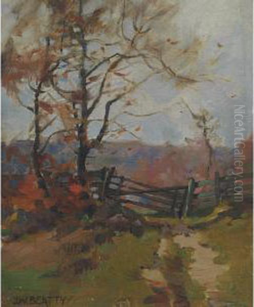 Country Gate Oil Painting by John William Beatty