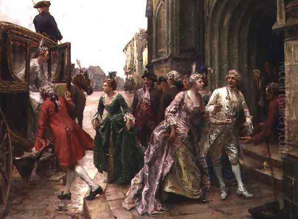 Arrival for the Wedding Oil Painting by Paul Emile Boutigny