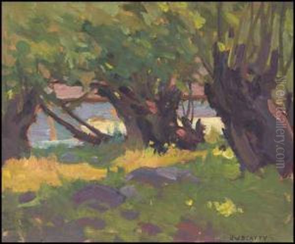 Sunlight In The Willows Oil Painting by John William Beatty