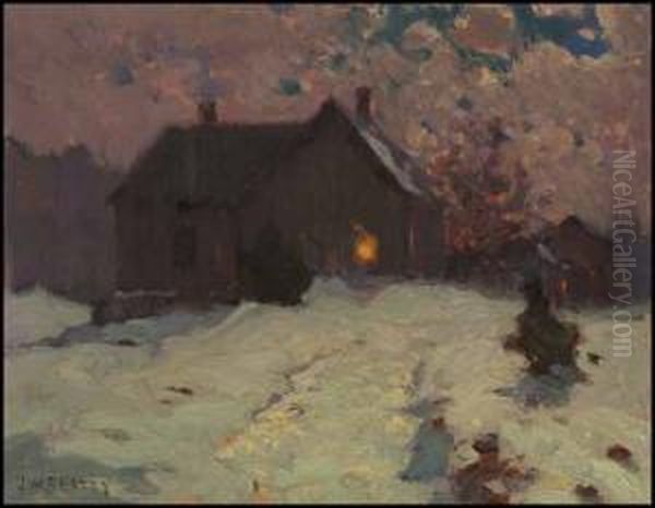 Winter Moonlight Oil Painting by John William Beatty